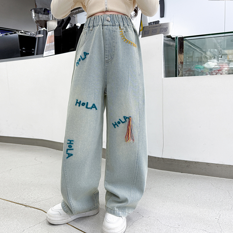 Street Fashion Korean Girl - Yeni Sonbahar Koreli Çocuk Mektup Kot