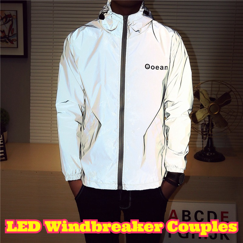 Reflective Jacket Running - LED Işıklı Rüzgarlık Çiftler İçin Bisiklet