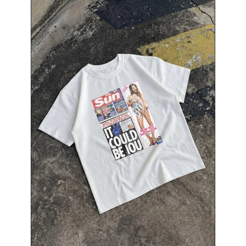 Street Fashion Magazines - Kadın Vintage Gazete Baskılı Tişört Dergi