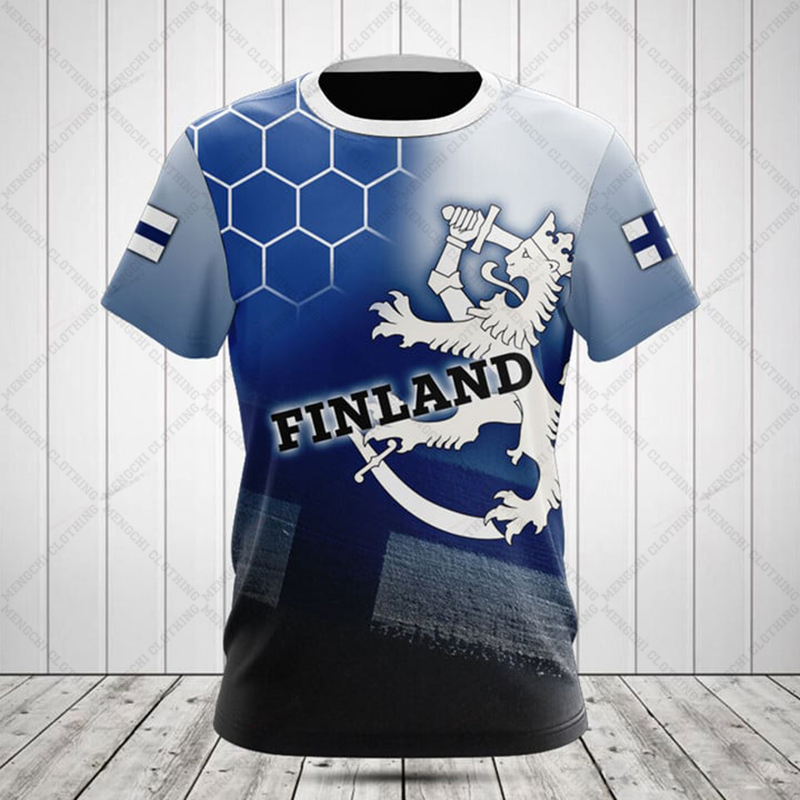 Street Fashion Jersey - Özel Ad Yaz Rahat Finlandiya Bayrağı