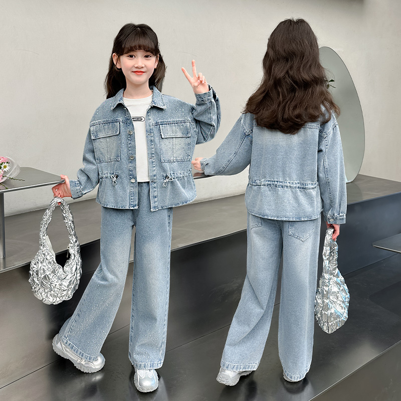 Street Fashion Korean Girl - Cowgirl Moda Streetwear Denim Giyim Seti
