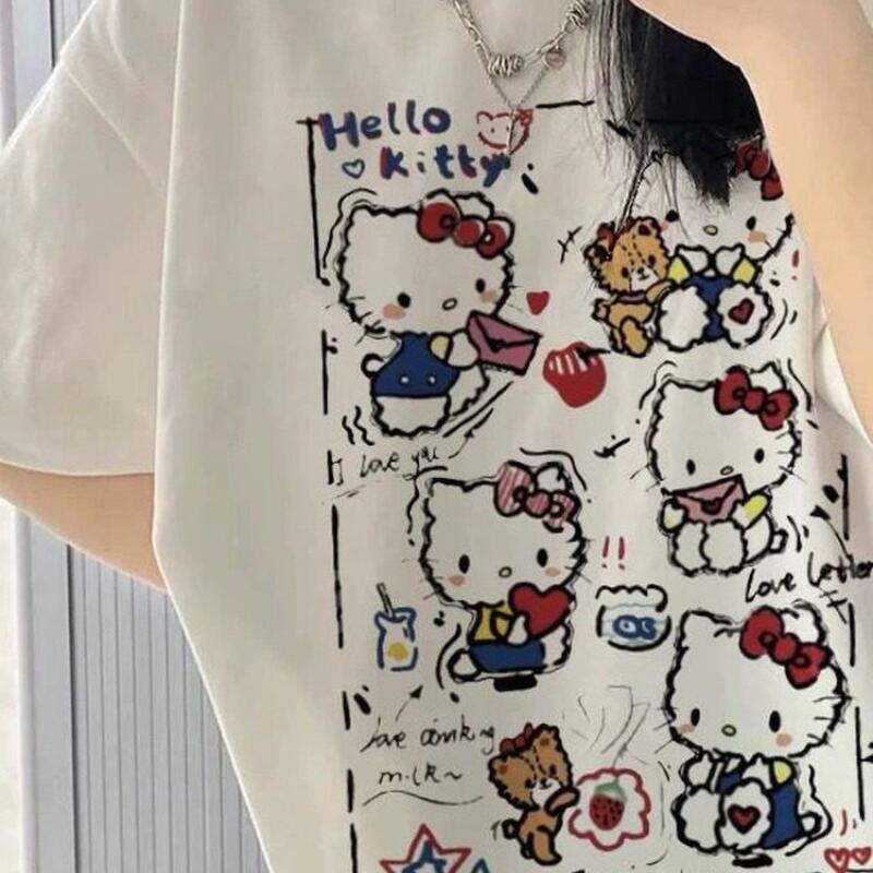 Street Fashion Jersey - Kısa Kollu Yazlık Hello Kitty Graffiti