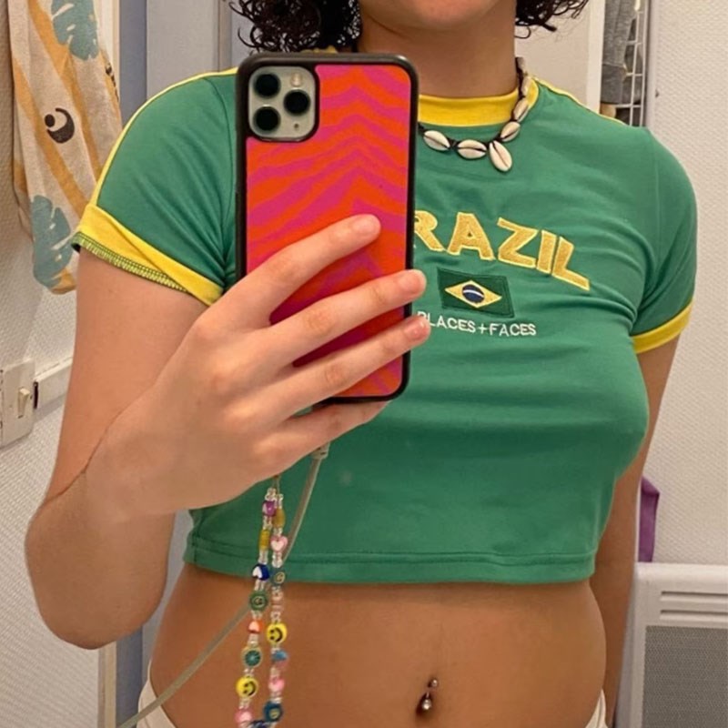 Yaz 2023 kadın kırpma üst Y2k  - Street Fashion Brazil incelemesi ve fiyatı