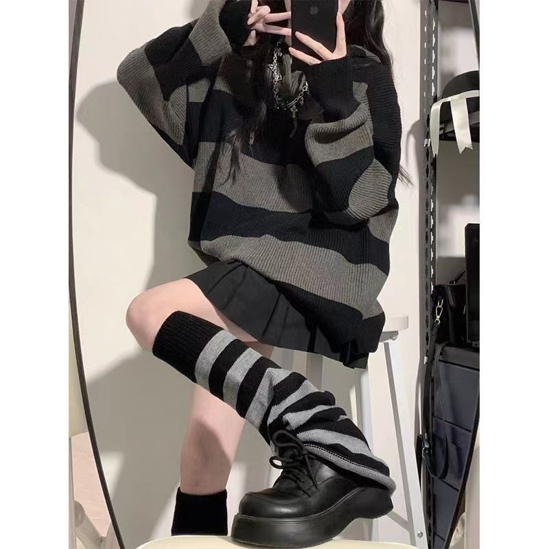 Streetwear çizgili kazak kadın - Street Fashion In Korea incelemesi ve fiyatı