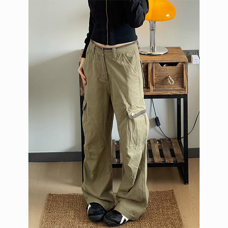 Yeni Bol Paça Haki Kargo Panto - Japanese Street Fashion Female incelemesi ve fiyatı