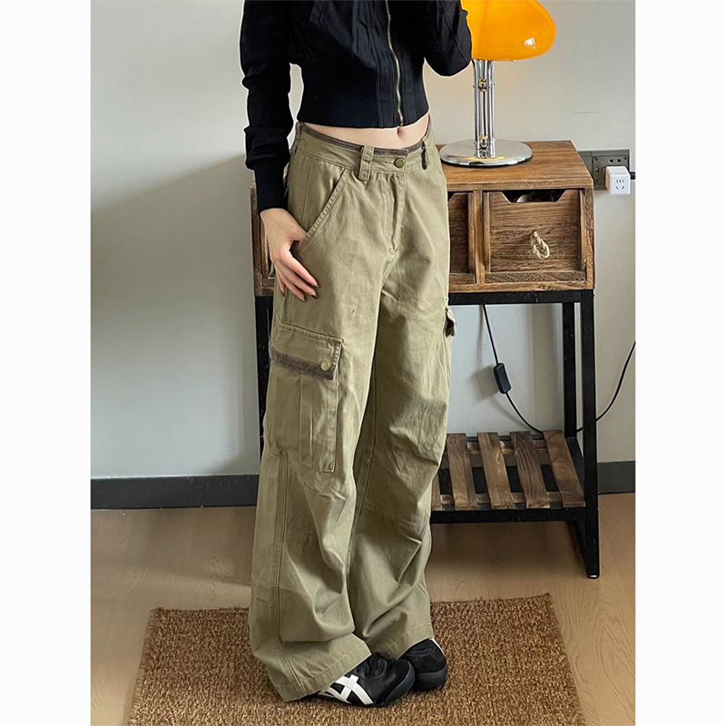 Yeni Bol Paça Haki Kargo Panto - Japanese Street Fashion Female incelemesi ve fiyatı